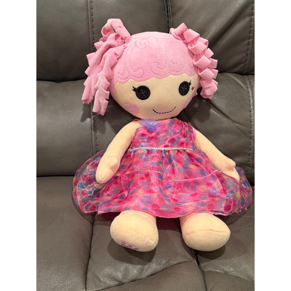 Build-A-Bear Lalaloopsy Jewel Sparkles Plush Doll Pink Hair Button Eyes Dress